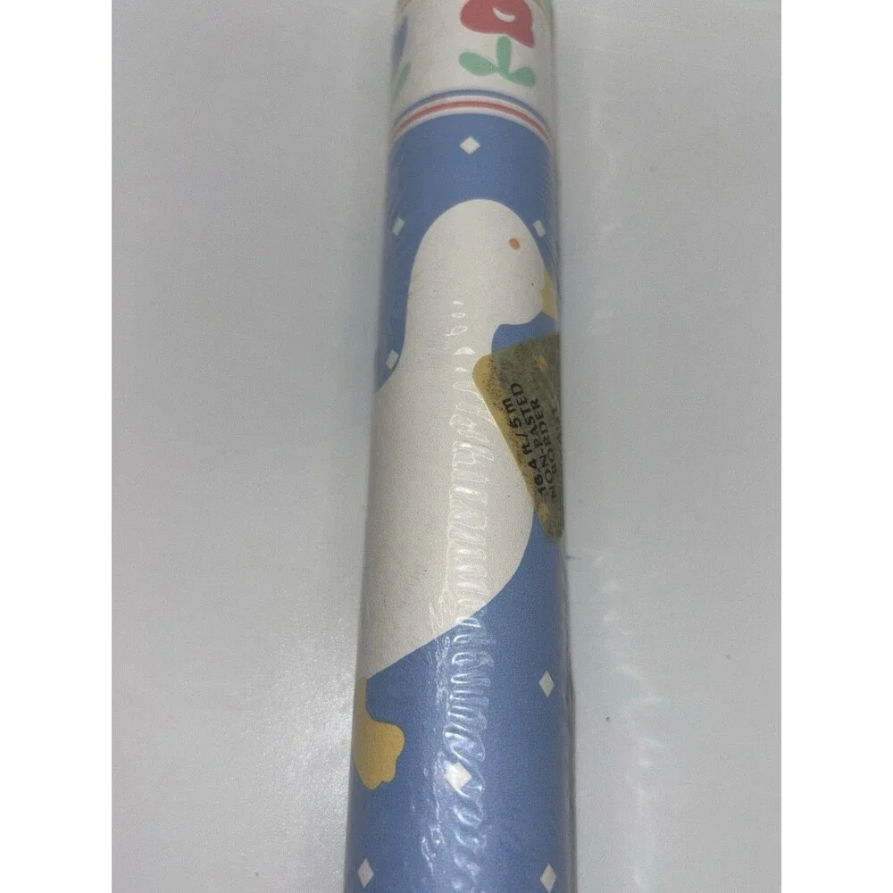 Vintage 80's Waverly Wallcovering Blue and White Goose Wall Border Non-Pasted
